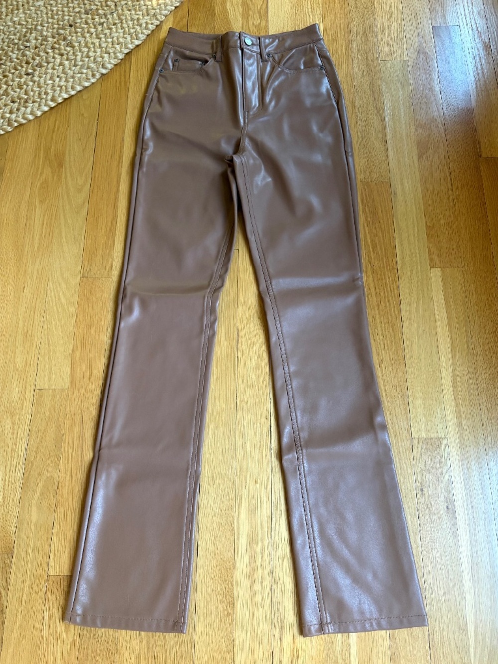 Beige leather pants